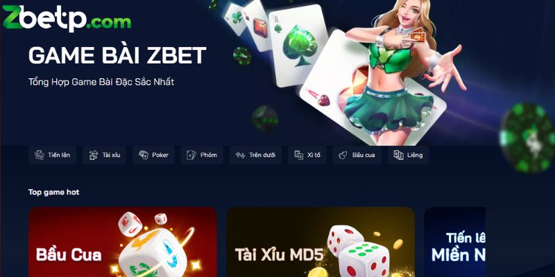 Zbet sở hữu một sảnh game bài cực kỳ hoành tráng và sang trọng